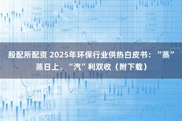 股配所配资 2025年环保行业供热白皮书：“蒸”蒸日上，“汽”利双收（附下载）